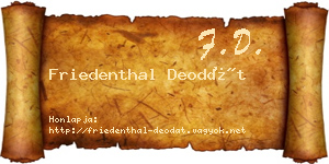 Friedenthal Deodát névjegykártya